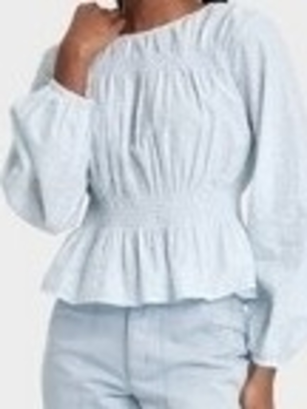 Zebra Print Universal Thread Light Blue Smocked Peplum Blouse